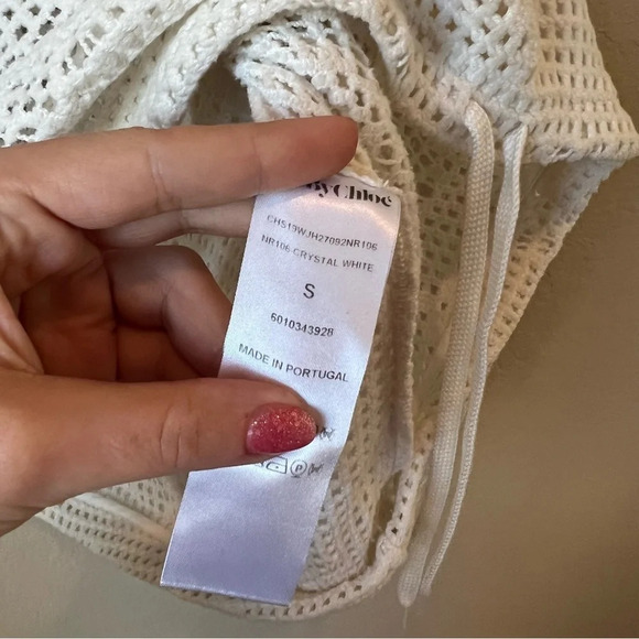 See by Chloe - White Mesh Drawstring Turtleneck Sweater - Picture 4 of 7